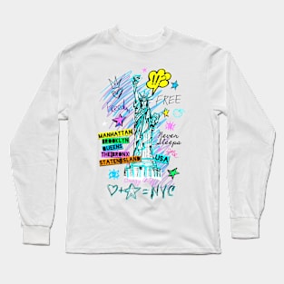 New York, American liberty, freedom. Cool t-shirt quote trendy fashion Long Sleeve T-Shirt